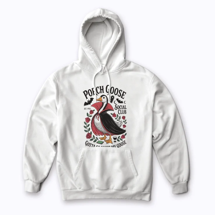 Porch Goose Social Club Gotta Go Dress My Goose Halloween hoodie for festive comfort