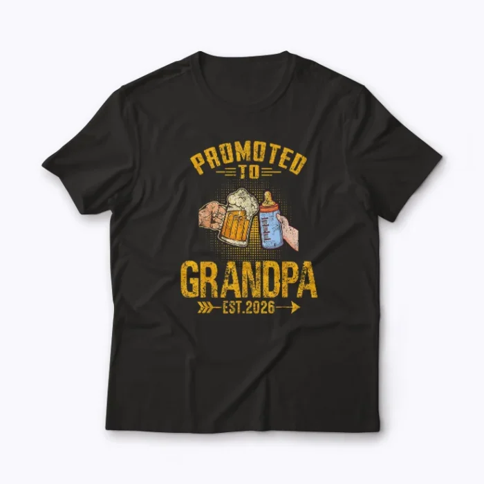 Pregnancy Announcement New Grandpa Promoted to Grandpa 2026 T-shirt featuring bold celebratory design
