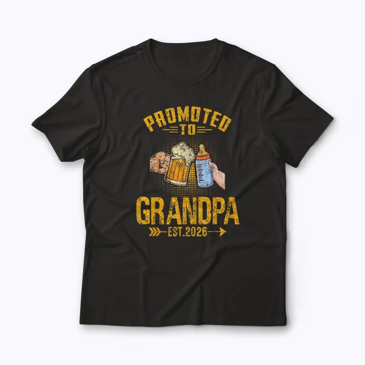 Pregnancy Announcement New Grandpa Promoted to Grandpa 2026 T-shirt featuring bold celebratory design