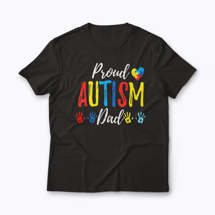 Proud Autism Dad Support Kids T-shirt with soft cotton and vibrant print