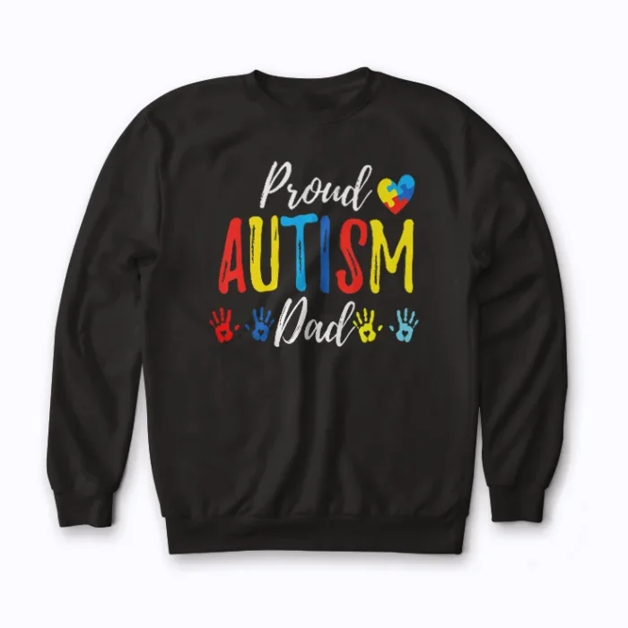 Proud Autism Dad Support Kids Sweatshirt with premium blend and striking graphic