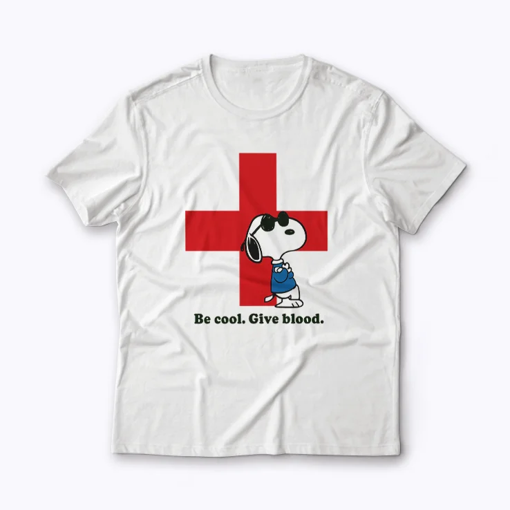 Red Cross Snoopy T-shirt featuring Snoopy and the Red Cross logo.