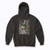 Reel Cool Dad Camouflage American Flag Hoodie with bold camouflage flag graphic