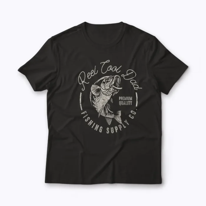 Reel Cool Dad Funny Fathers Day T-shirt featuring a witty reel graphic on soft cotton