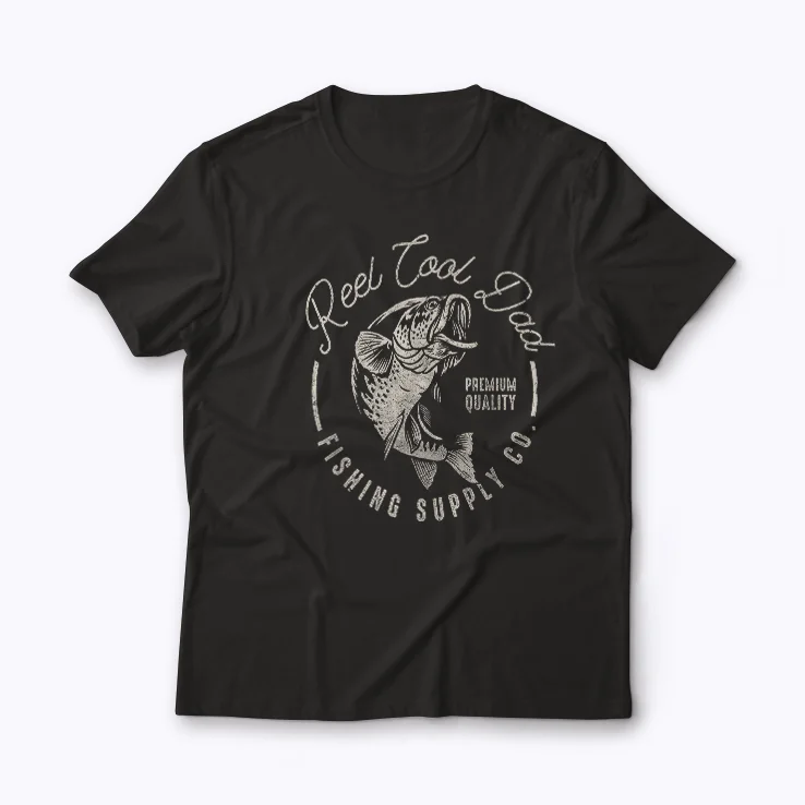 Reel Cool Dad Funny Fathers Day T-shirt featuring a witty reel graphic on soft cotton