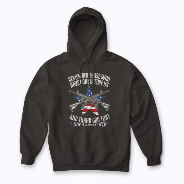 Remember The Fallen Soldiers USA hoodie with plush fleece and embroidered emblem