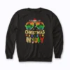 Santa Claus Sunglasses Beach Christmas in July sweatshirt with holiday beach theme