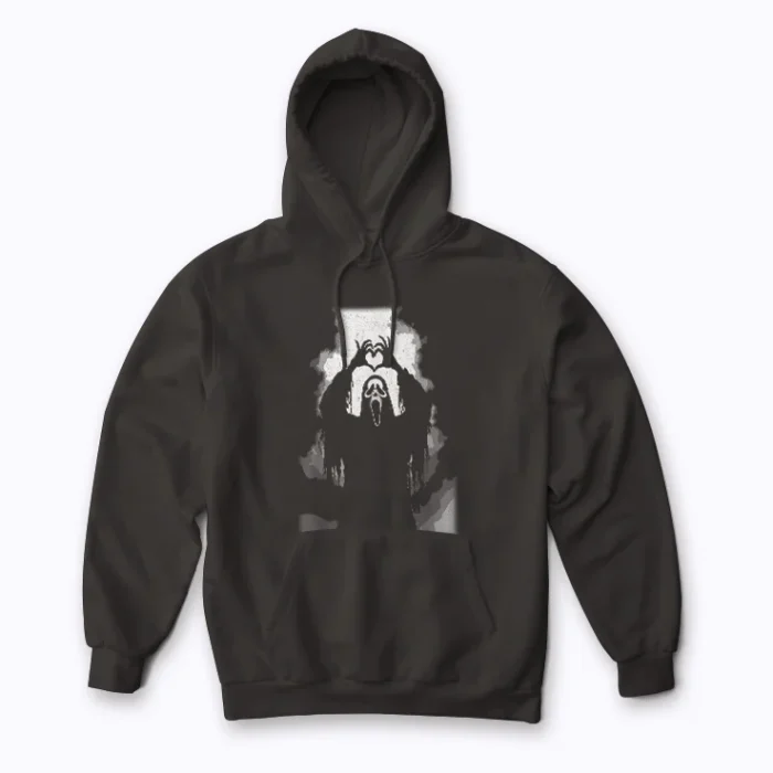 Scary Face Horror Poster Halloween hoodie—stay warm and spooky all season.