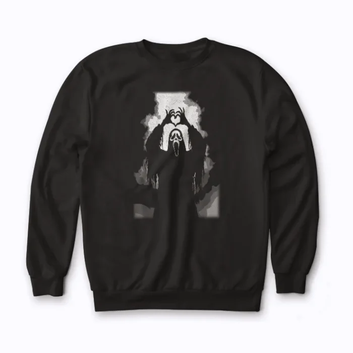 Scary Face Horror Poster Halloween sweatshirt—ultimate comfort with horror flair.