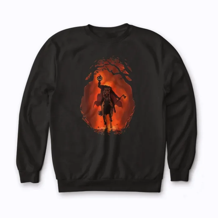 Scary Pumpkin Headless Horseman Halloween sweatshirt for spooky style
