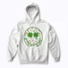 Smile Face Lucky Charm Saint Patricks Day Shamrock Hoodie with smiling face and clover emblem
