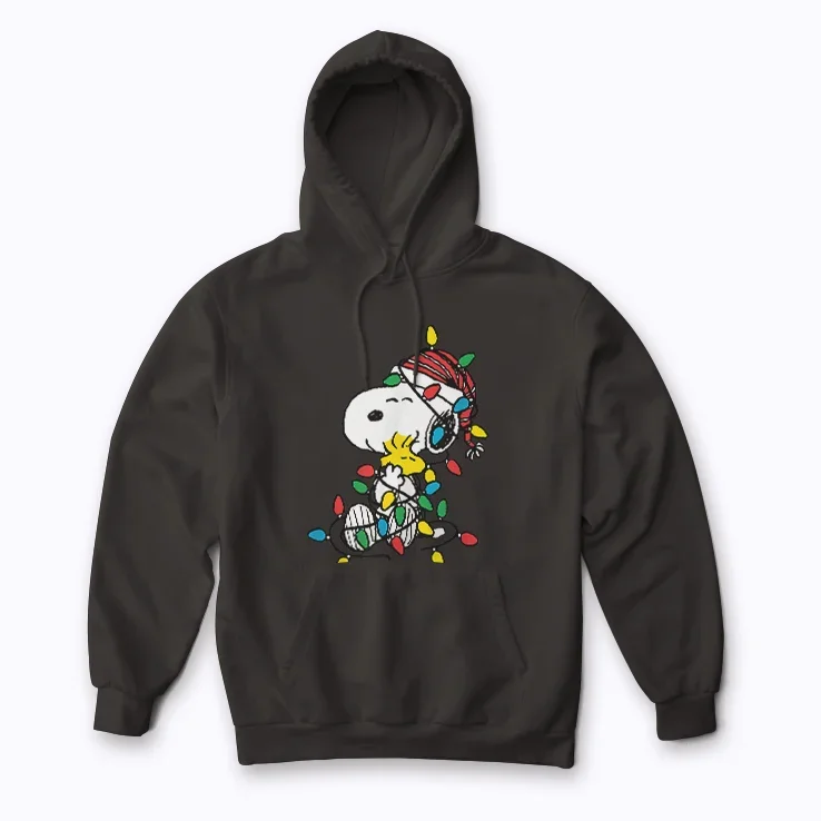Snoopy Woodstock Christmas Lights hoodie featuring Snoopy and Woodstock
