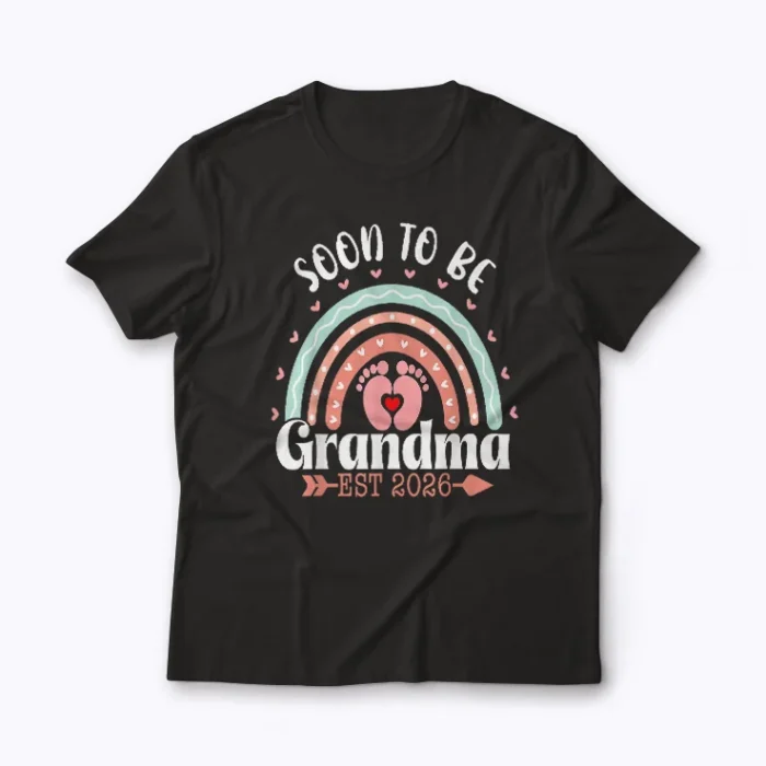 Soon To Be Grandma 2026 Rainbow Promoted T-shirt front view
