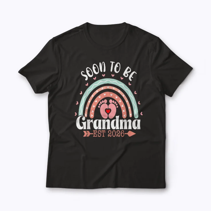 Soon To Be Grandma 2026 Rainbow Promoted T-shirt front view
