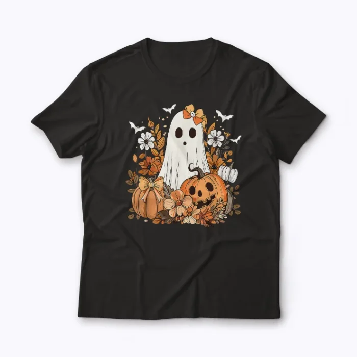 Spooky But Sweet Cute Ghost with Floral Halloween shirt for festive fun