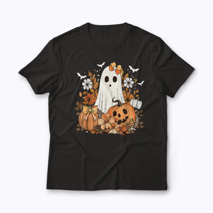 Spooky But Sweet Cute Ghost with Floral Halloween shirt for festive fun