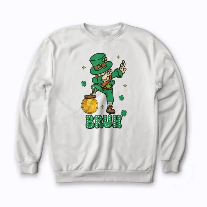 St Patricks Day Dabbing Leprechaun Sweatshirt with plush fleece and bold graphic