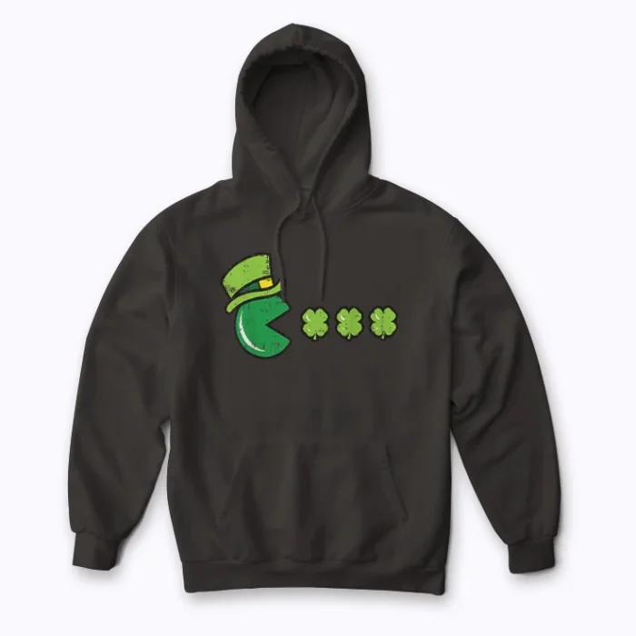 St Patricks Day Eating Shamrock hoodie with cozy interior
