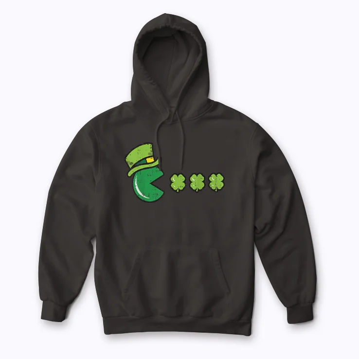 St Patricks Day Eating Shamrock hoodie with cozy interior