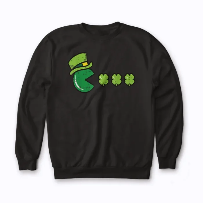 St Patricks Day Eating Shamrock sweatshirt with bold graphic