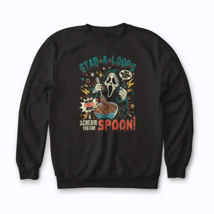 Stab A Loops Horror Cereal Box Halloween Retro sweatshirt for retro style