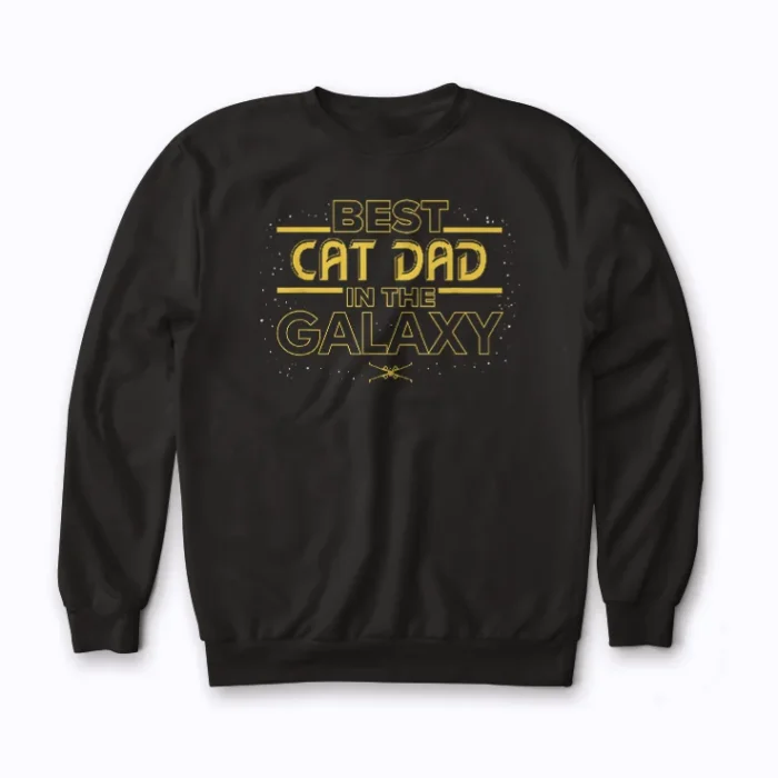 Star Wars Cat Dad Galaxy Sweatshirt displaying a galaxy cat dad graphic