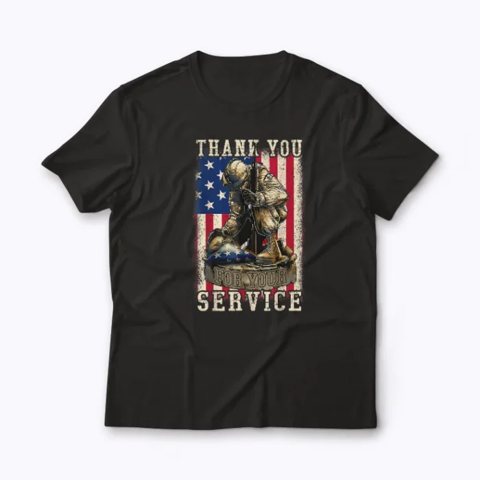 Thank You For Your Service Patriotic T-shirt with bold patriotic design