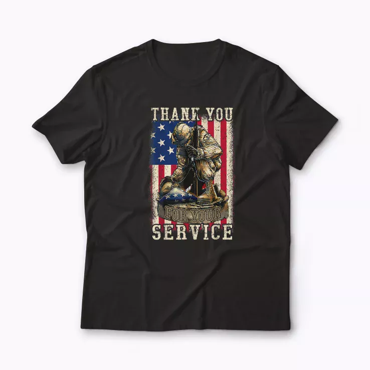 Thank You For Your Service Patriotic T-shirt with bold patriotic design
