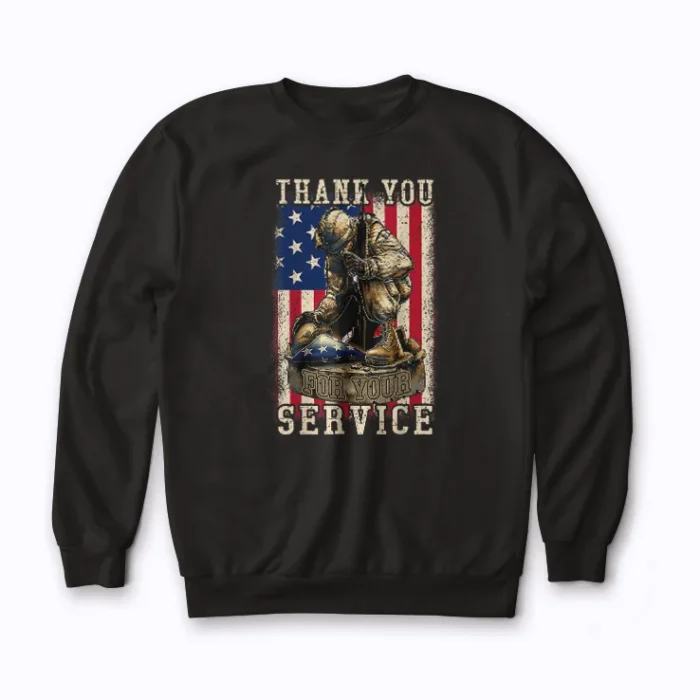 Thank You For Your Service Patriotic Sweatshirt with durable fit