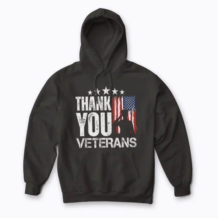 Thank You Veterans Day Memorial Day Hoodie with a patriotic graphic