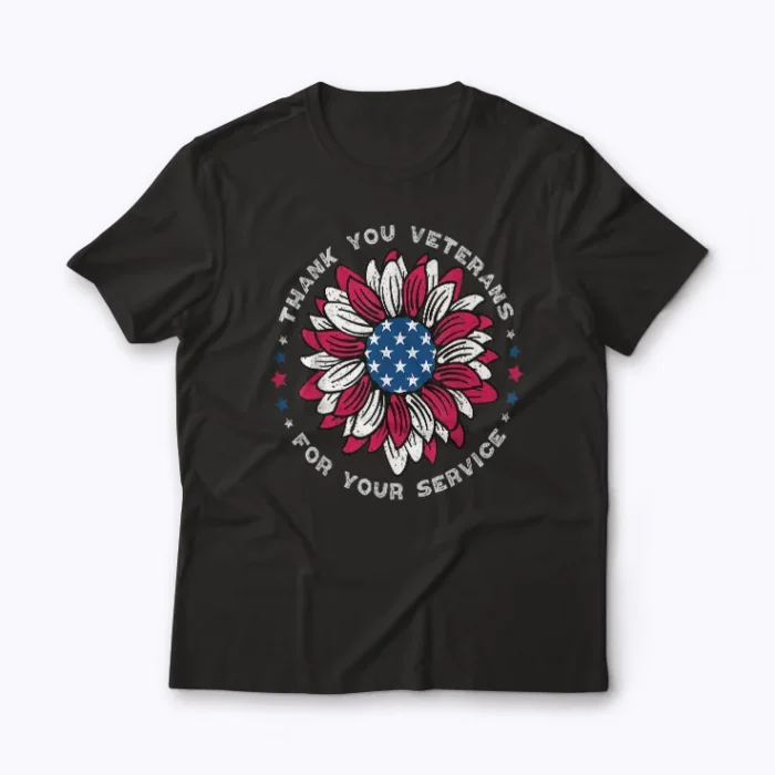 Thank You Veterans Sunflower T‑shirt featuring a bright sunflower design honoring veterans.