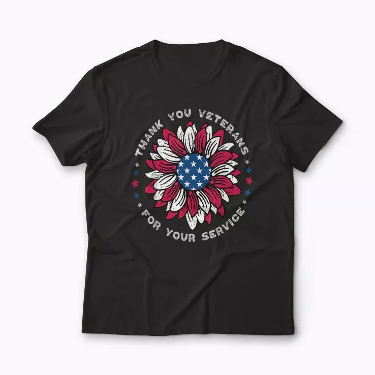 Thank You Veterans Sunflower T‑shirt featuring a bright sunflower design honoring veterans.