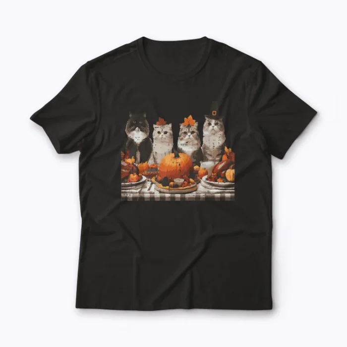 Thanksgiving Cats Dinner Feast Vintage Fall shirt with festive cats design