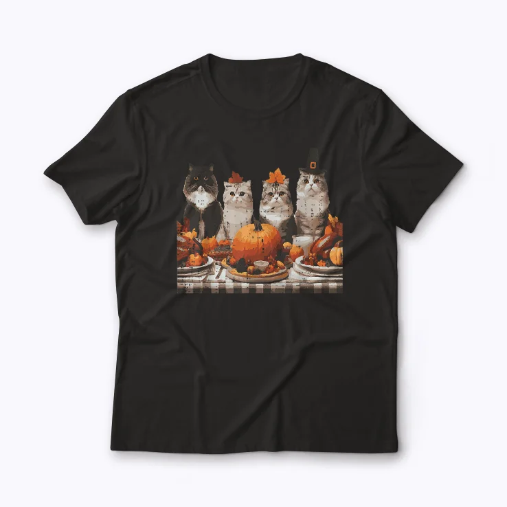 Thanksgiving Cats Dinner Feast Vintage Fall shirt with festive cats design