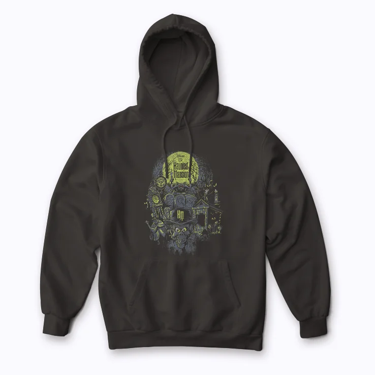 Experience spooky comfort with The Haunted Mansion Halloween hoodie.