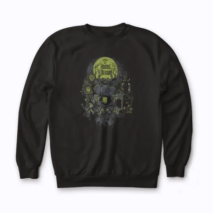 Stay warm and stylish in The Haunted Mansion Halloween sweatshirt.