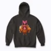 Turkey Drinking Coffee Bow Thanksgiving hoodie featuring turkey sipping coffee with bow