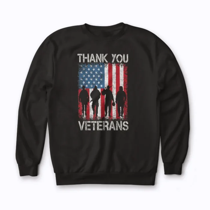 Veterans Day Shirt Gifts Thank You Veterans Sweatshirt with bold graphic