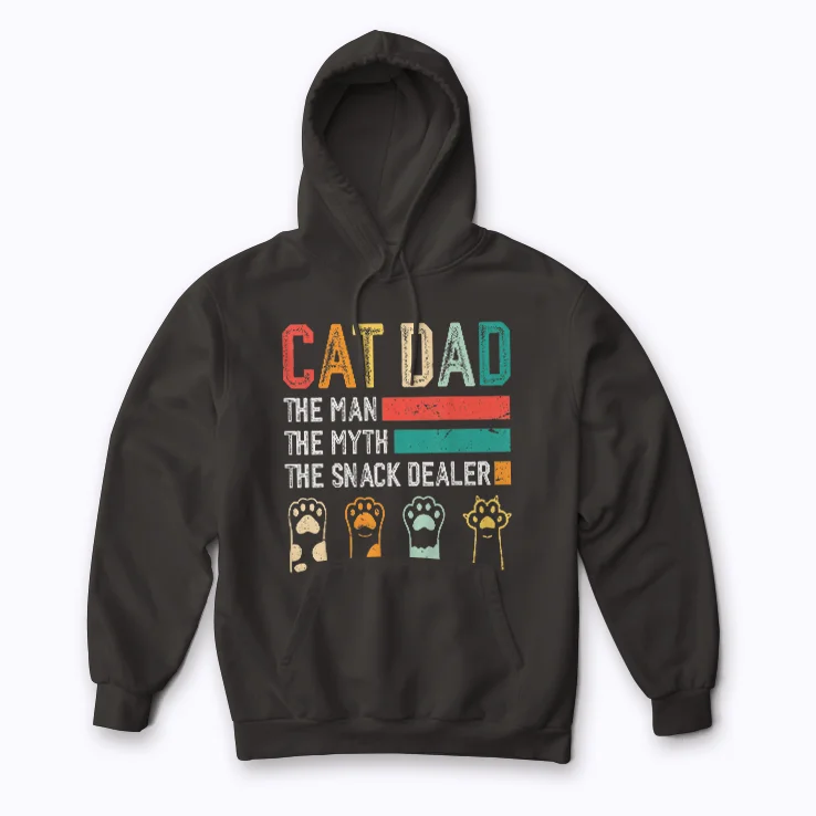 Vintage Cat Dad Snack Dealer Hoodie with playful cat snack design