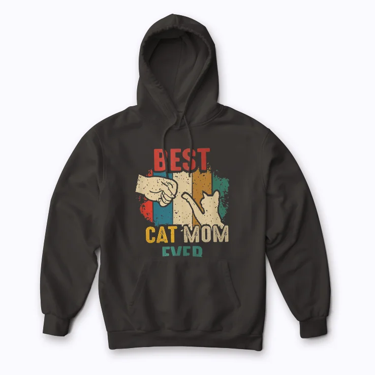 Vintage Cat Mom Best Cat Mom Ever Meow Funny Gift Hoodie