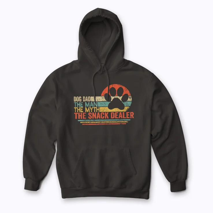 Vintage Dog Dad Snack Dealer Hoodie with comfortable brushed interior