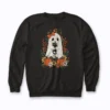 Vintage Halloween Ghost Holding Black Cat sweatshirt for cozy fall style