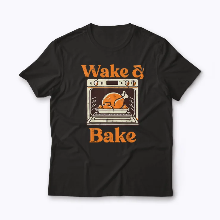 Wake And Bake Funny Turkey T-shirt featuring humorous turkey design